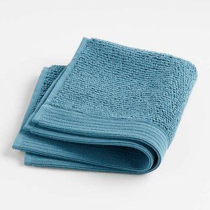 Crate&Barrel Teal Antimicrobial Organic Cotton Washcloth